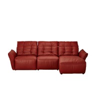 Red Leather Angular Sofa