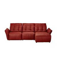 Red Leather Angular Sofa